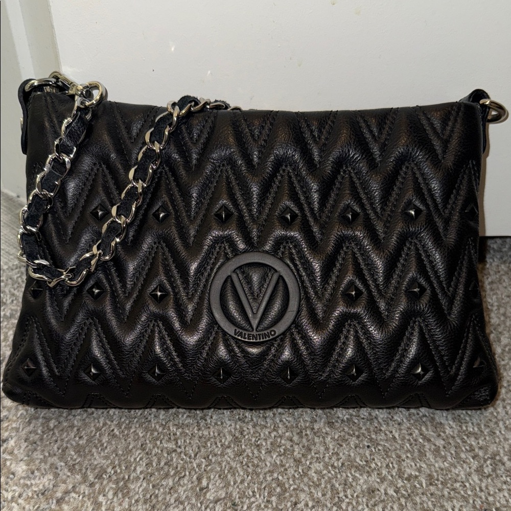 Valentino Black Chevron Crossbody Bag